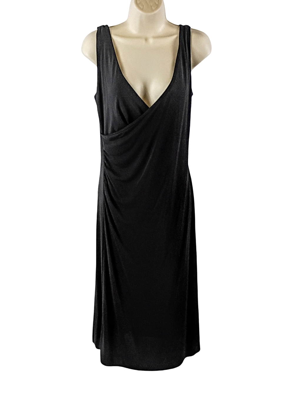 Banana Republic Black Sleeveless Wrap-Front Midi Dress